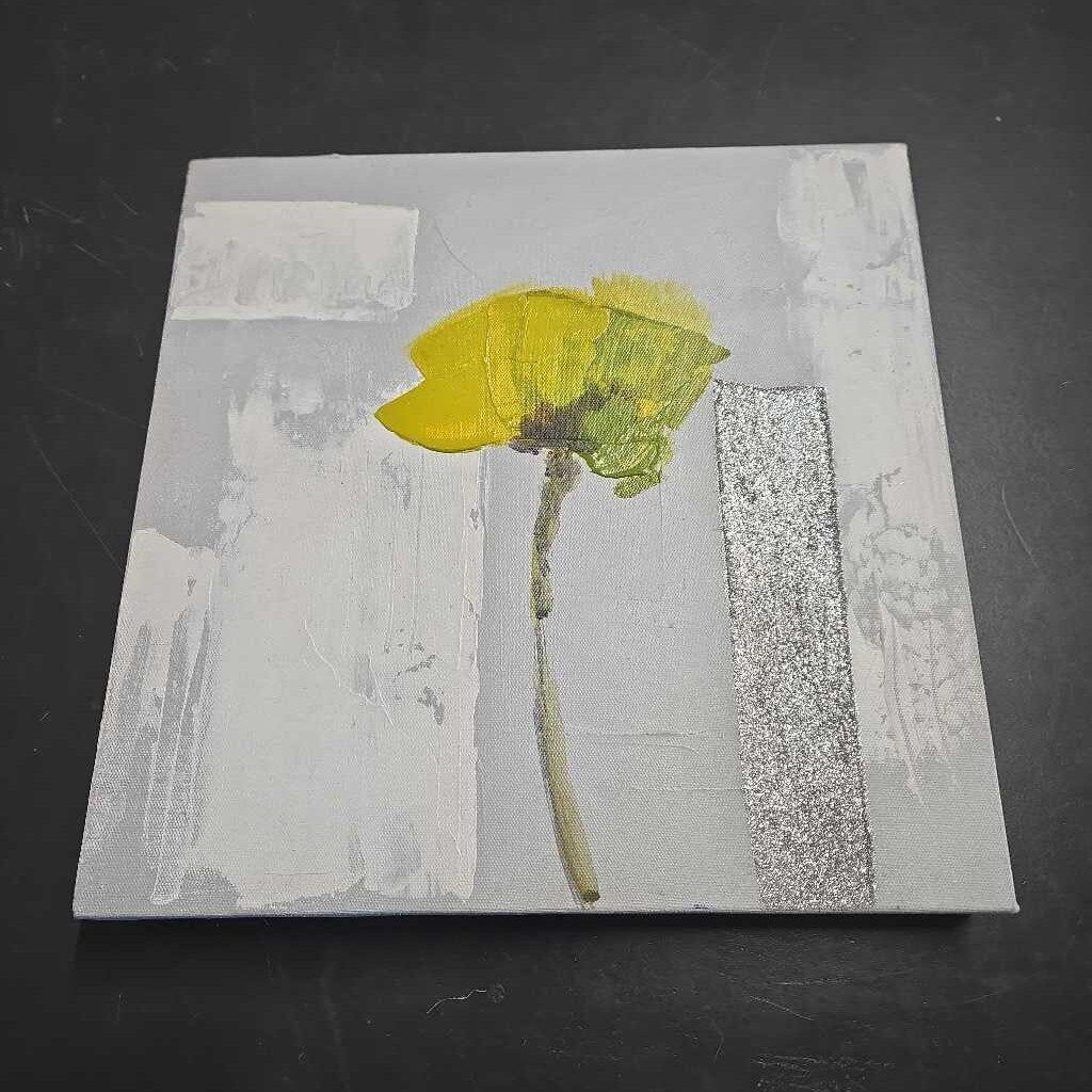 YELLOW & GREY FLOWER CANVAS