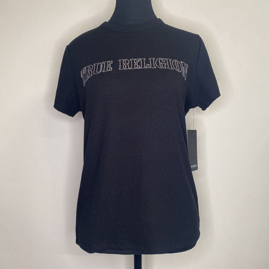 TRUE RELIGION - *NWT* BLACK RIBBED BEDAZZLED S/S SHIRT