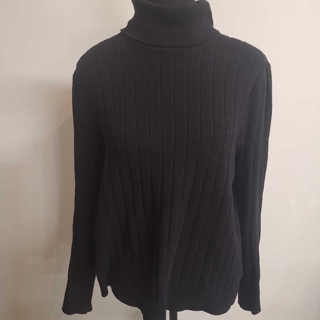 BLACK RIBBED SWEATER