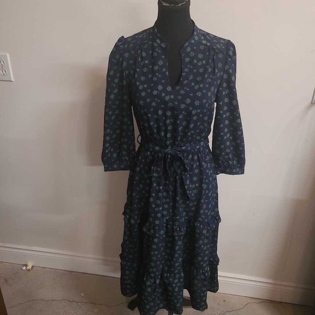 BLUE AND GREEN RUFFLED DRESS