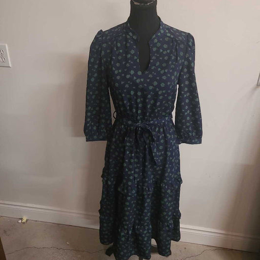 BLUE AND GREEN RUFFLED DRESS