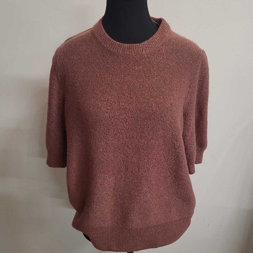 ADRIENNE VITTADINI - DUSTY RED S/S FUZZY SHIRT