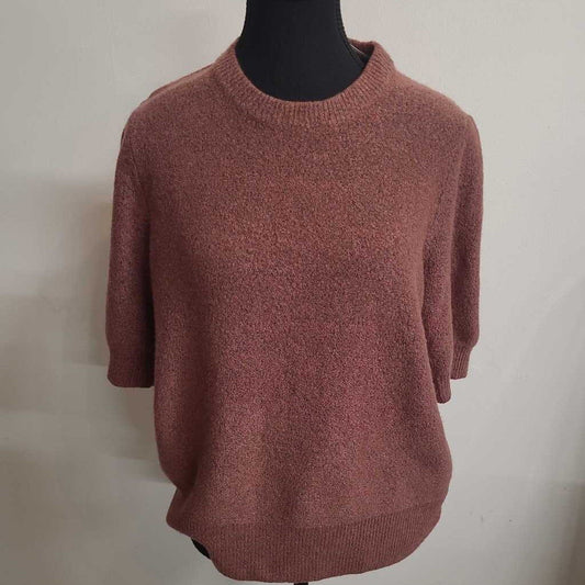 ADRIENNE VITTADINI - DUSTY RED S/S FUZZY SHIRT