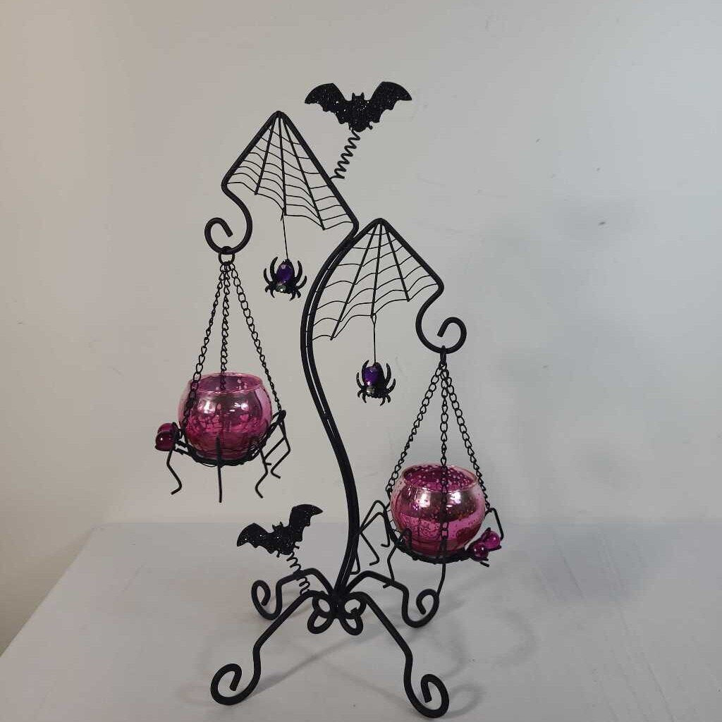 BLACK SPIDERWEB TEALIGHT HOLDER