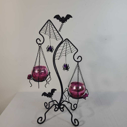 BLACK SPIDERWEB TEALIGHT HOLDER