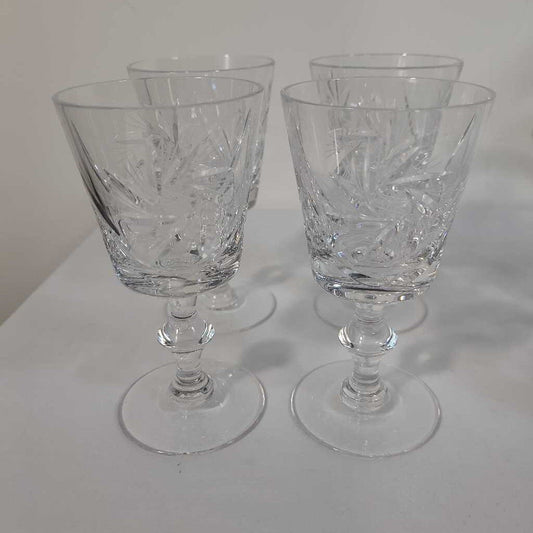 S/4 PINWHEEL CRYSTAL WINE GLASSES