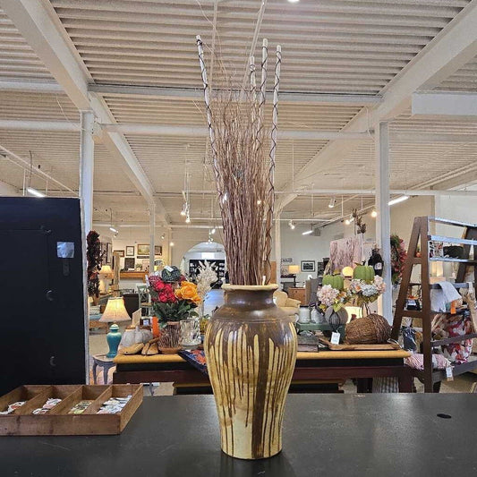 YELLOW BROWN VASE/STICKS