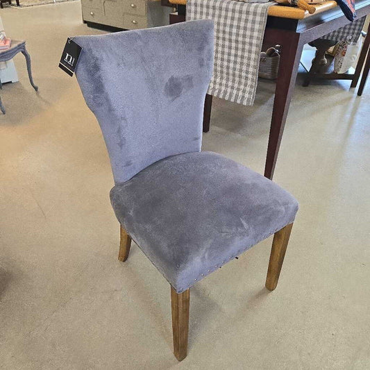 GREY VELVET STUDDED ACCENT CHAIR