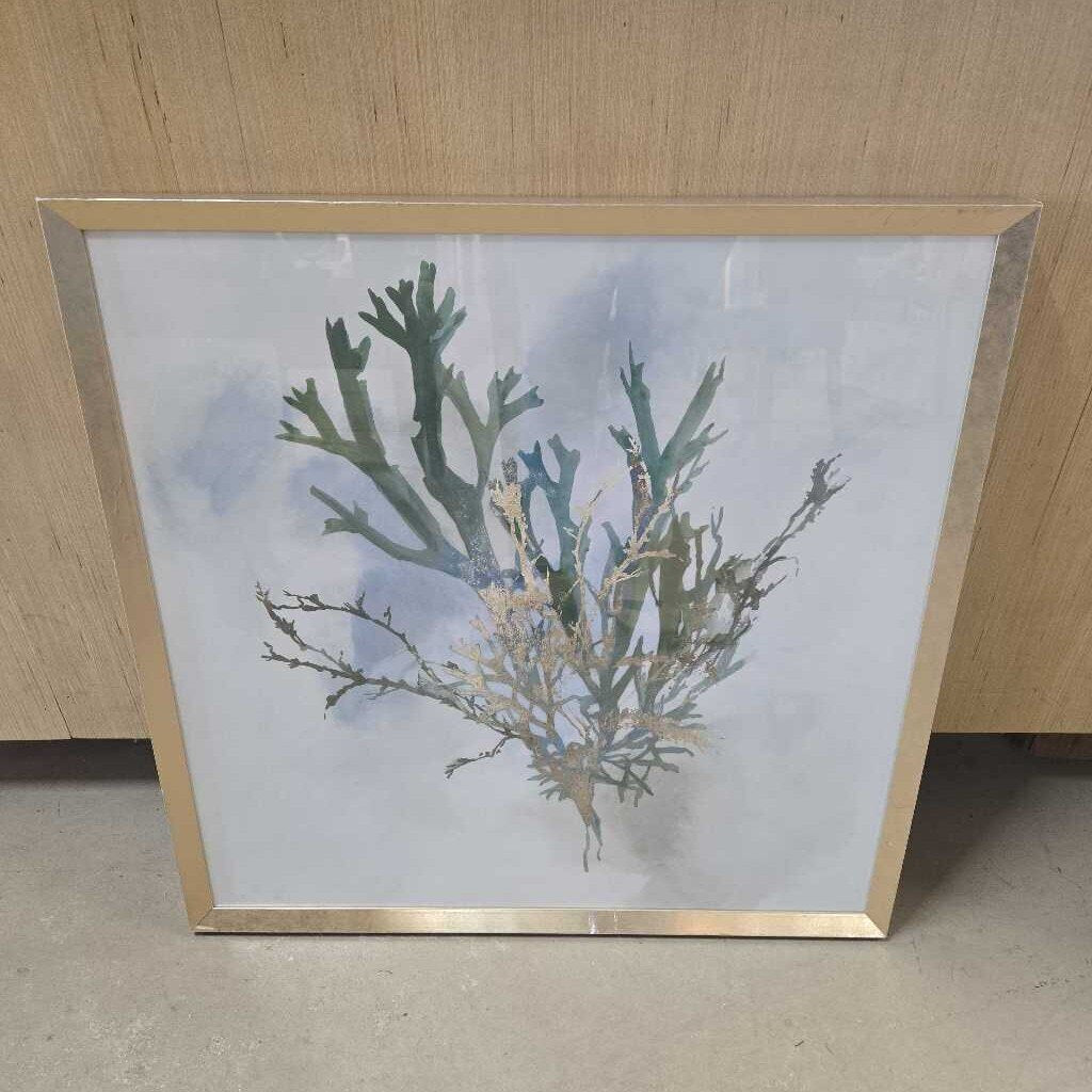 GREEN & GOLD CORAL WALL ART