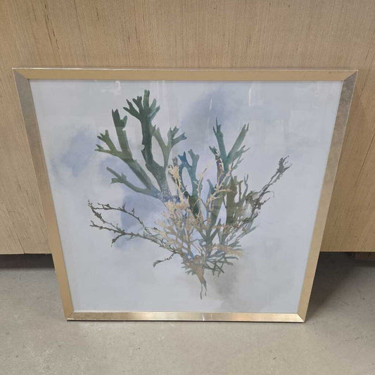 GREEN & GOLD CORAL WALL ART