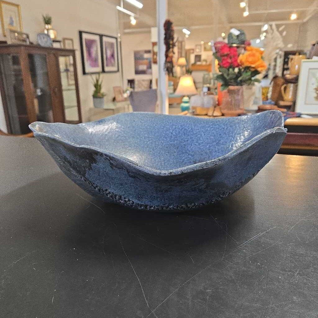 TEXTURED BLUE POTTERY BOWL