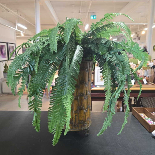 TIN UMBRELLA STAND W/FAUX FERNS