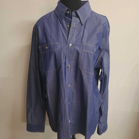WEATHERPROOF VINTAGE - BLUE BUTTON-UP W/ CONTRAST STITCHING