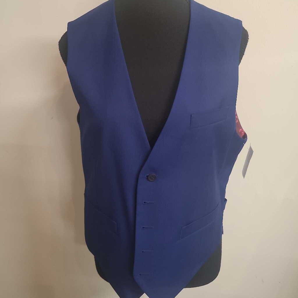JAC - ROYAL BLUE WOOL WAISTCOAT W/ SILK PAISLEY LINING