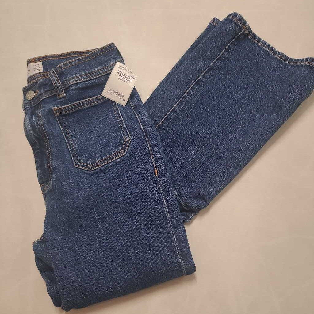 MANGO - HIGH WAISTED BELL BOTTOM BLUE JEANS