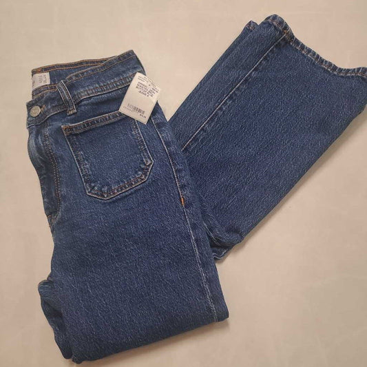 MANGO - HIGH WAISTED BELL BOTTOM BLUE JEANS