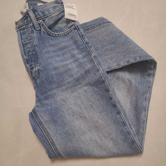 DENIM FORUM - "THE NINA STOVEPIPE" HIGH RISE BLUE JEAN