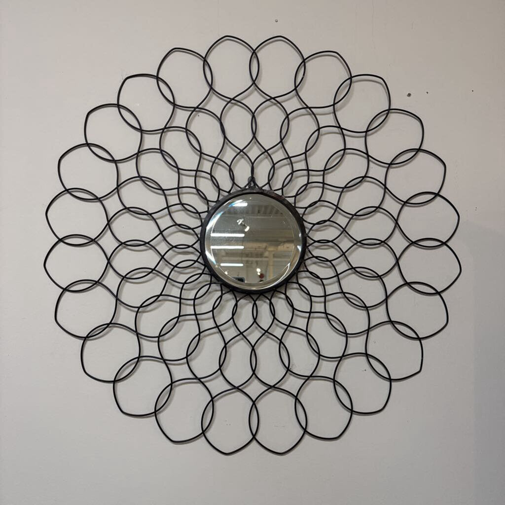 35.5" ROUND BLACK WIRE MIRROR
