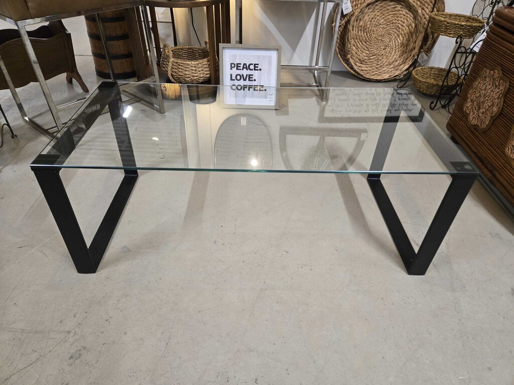 GLASS TOP COFFEE TABLE
