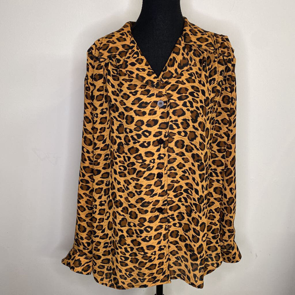 REGINA PORTER - L/S LEOPARD BUTTON-UP BLOUSE