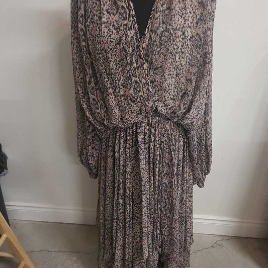 WAYNE CLARK - PATTERNED L/S CHIFFON MINI DRESS