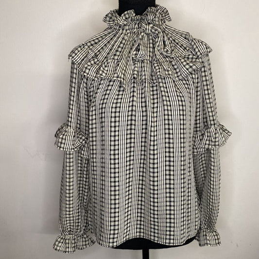 CUPIO - RUFFLED B/W PRAIRIE BLOUSE