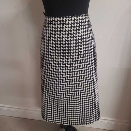 SPANNER - B/W HOUNDSTOOTH WOOL-BLEND SKIRT
