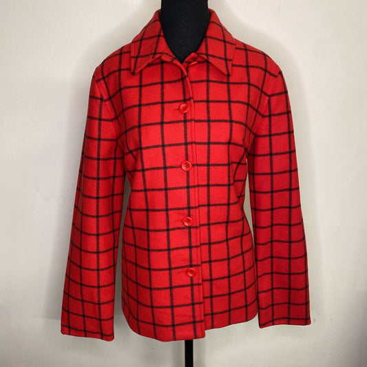 FV STUDIO - RED/BLACK BUFFALO-CHECK WOOL-BLEND JACKET