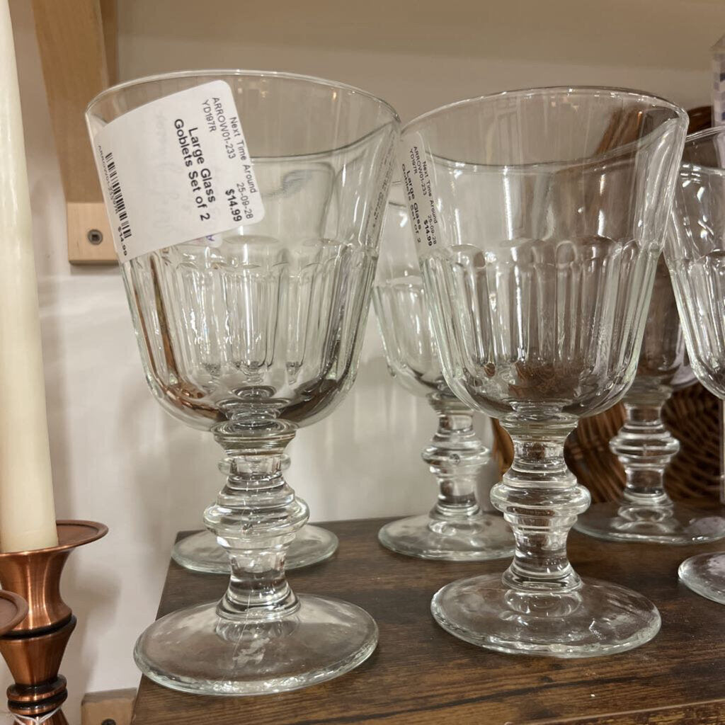 Large Glass Goblets Set of 2