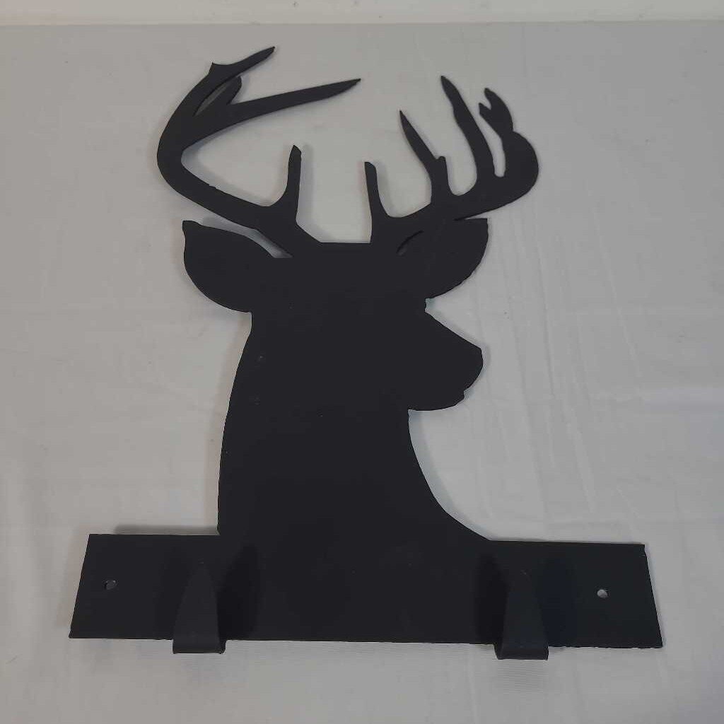 BLACK METAL DEER HEAD HANGER