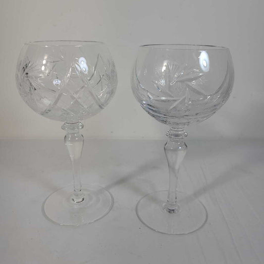 PR LG PINWHEEL CRYSTAL WINE GLASSES