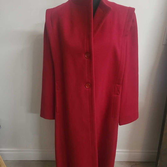 *AS IS* ELECTRE - VIRGIN WOOL LONG RED COAT