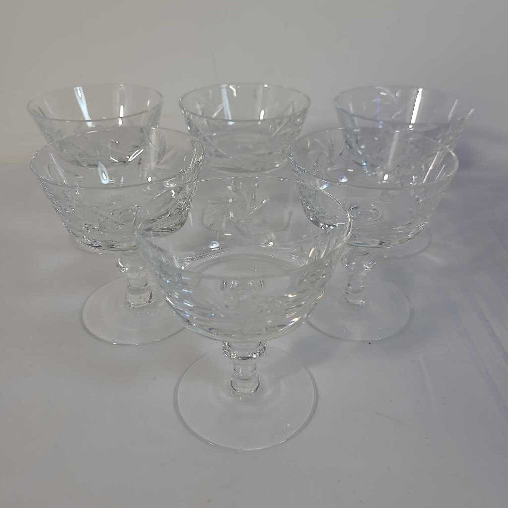 S/6 PINWHEEL CRYSTAL DESSERT GLASSES