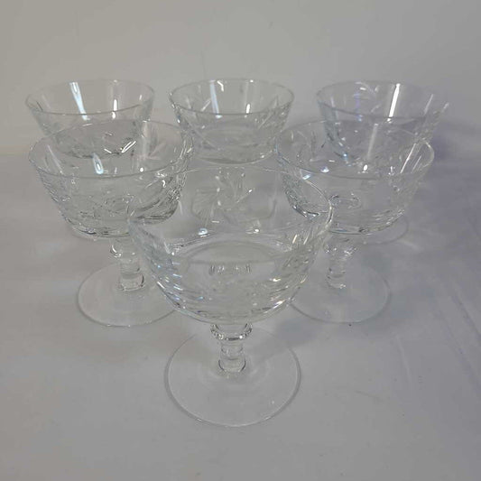 S/6 PINWHEEL CRYSTAL DESSERT GLASSES