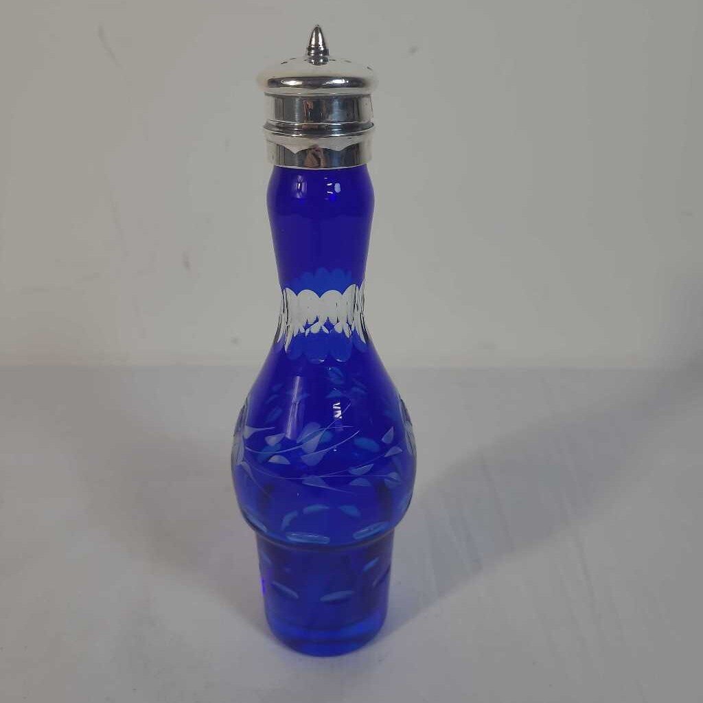 COLBALT BLUE CUT GLASS SHAKER