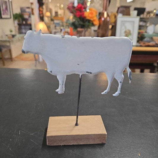 TIN COW ON WOODEN BLOCK