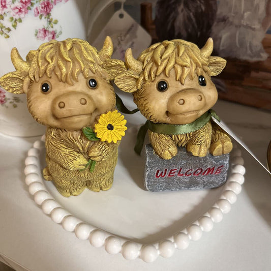 Welcome Higland Cow - Set of 2