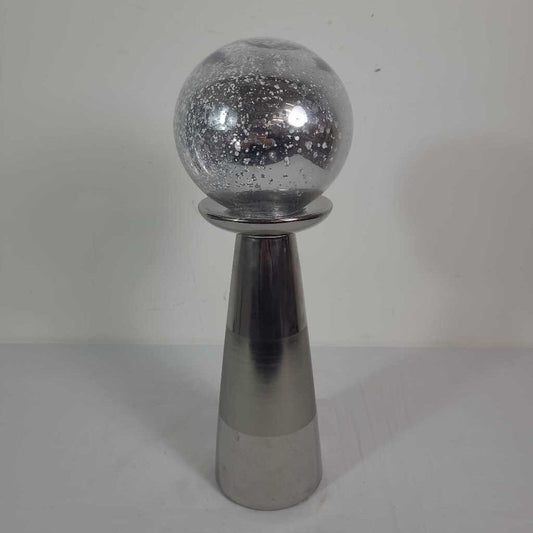 SILVER PILLAR W/ MERCURY GLASS BASS
