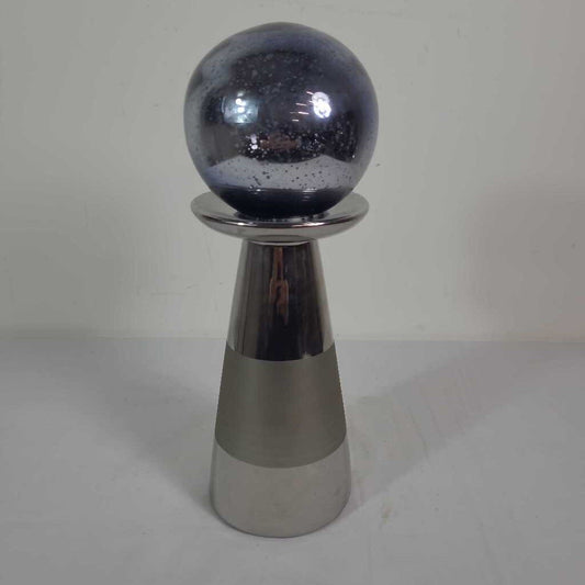 SILVER PILLAR W/ MERCURY GLASS BASS