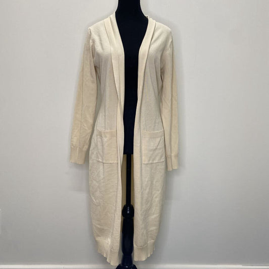 BEIGE LONG OPEN FRONT CARDIGAN