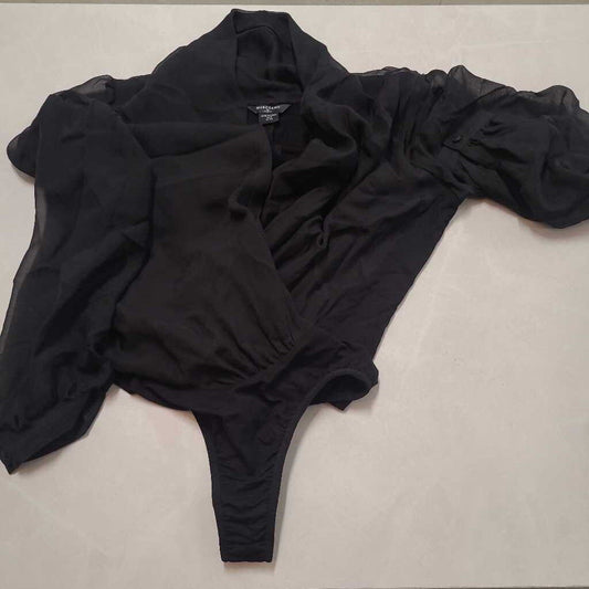 BLACK PURE SILK BLOUSE BODYSUIT