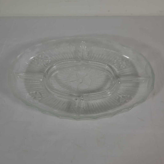 OVAL FROSTED DIVIDED DISH W/ FLOWERS