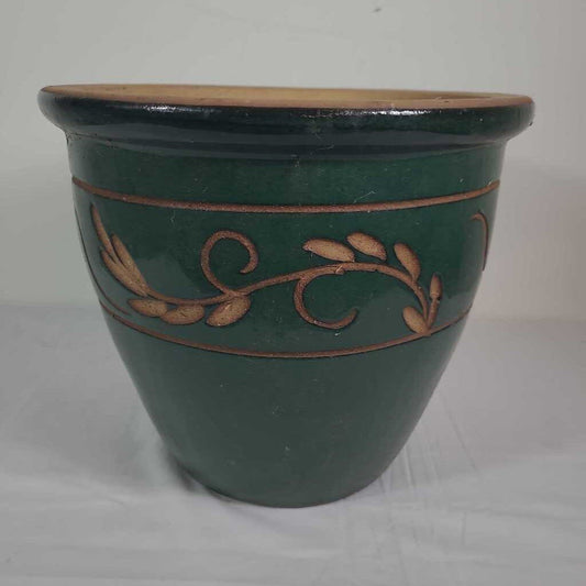 GREEN GLAZE TERRACOTAT POT