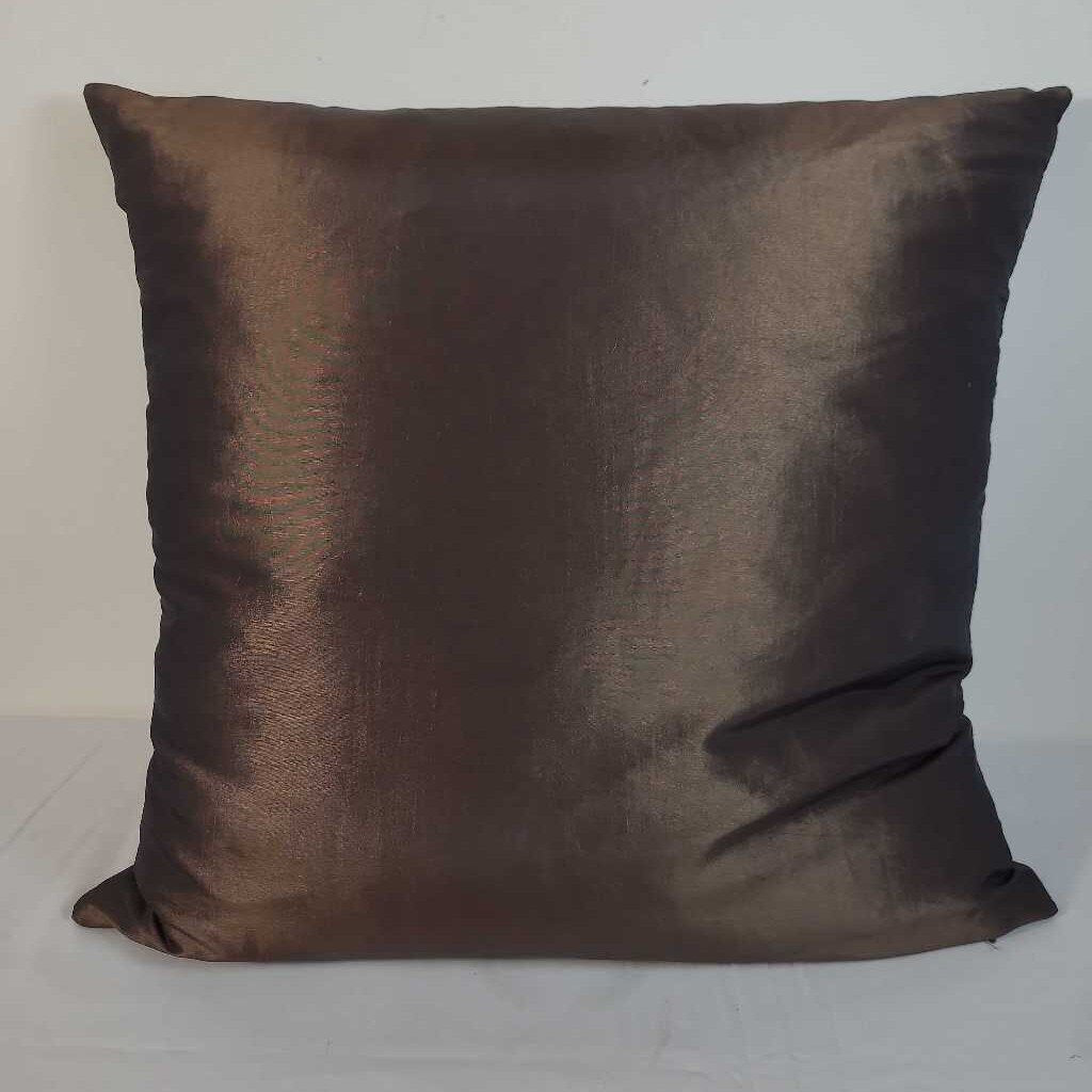 BROWN SATIN DOWN FILLED PILLOW
