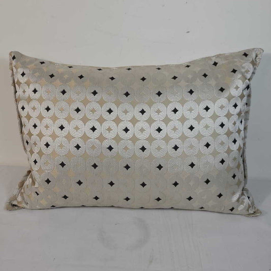 TAUPE/BLACK DOWN FILLED LUMBAR PILLOW