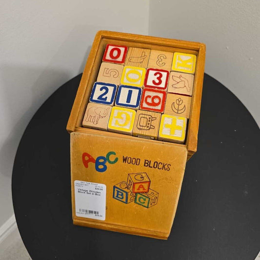 Vintage Wooden Block Set in Box