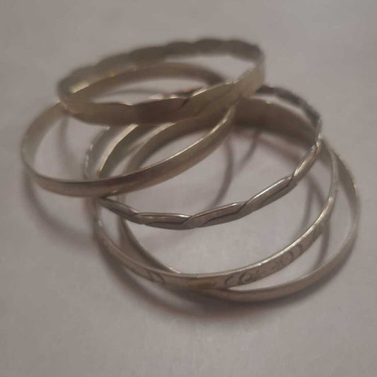 SET OF 5 MEXICAN SILVER BRACLETS