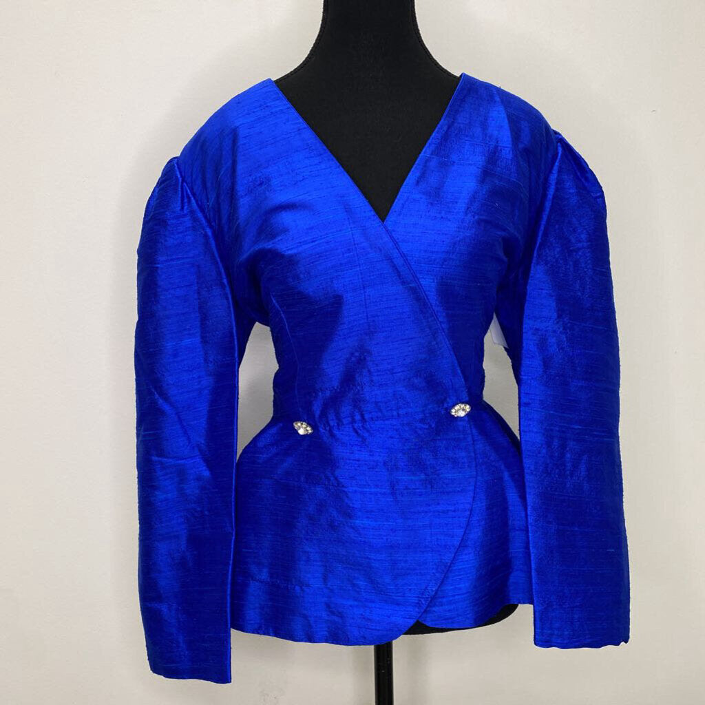VTG - ROYAL BLUE L/S PEPLUM TOP