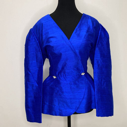 VTG - ROYAL BLUE L/S PEPLUM TOP