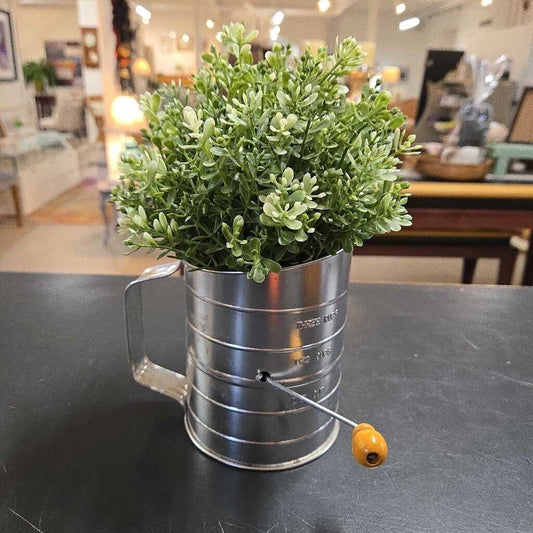 FAUX GREENERY IN SIFTER